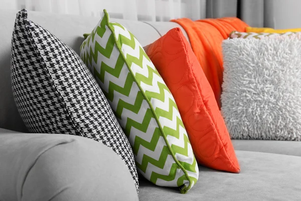 Sofa with colorful pillows — Stock Photo, Image