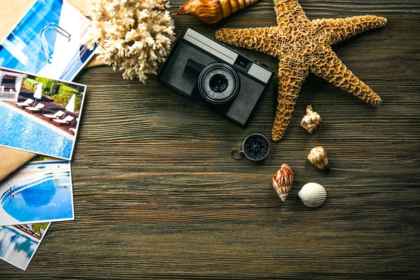 Hermosa composición con accesorios de mar — Foto de Stock