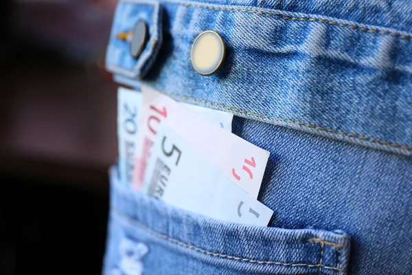 Notas no bolso de jeans — Fotografia de Stock