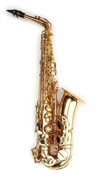 Saxophone emas mendekat — Stok Foto