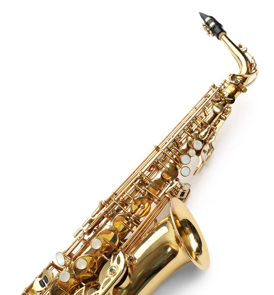 Saxofone dourado de perto — Fotografia de Stock
