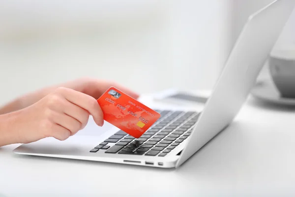 Female making online payment — Stock Photo, Image