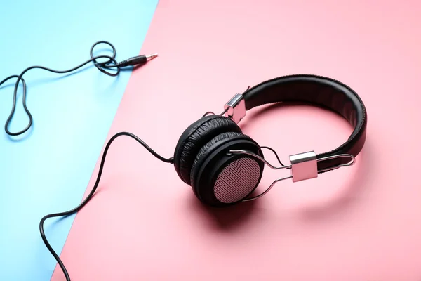 Black headphones close up — Stock Photo, Image