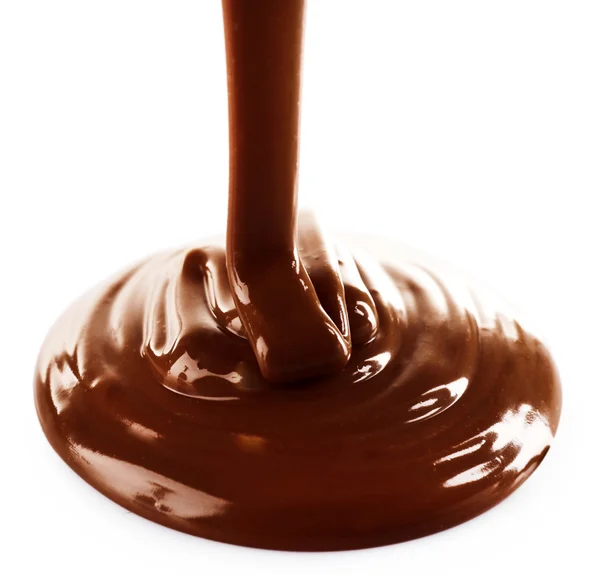 Melted milky brown chocolate pouring — Stock Photo, Image