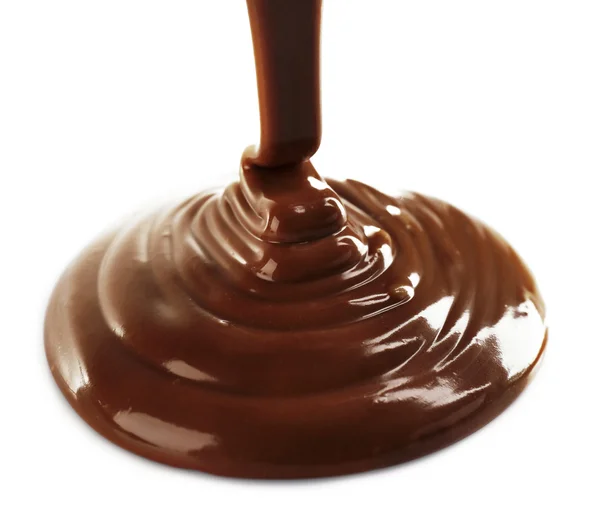 Melted milky brown chocolate pouring — Stock Photo, Image