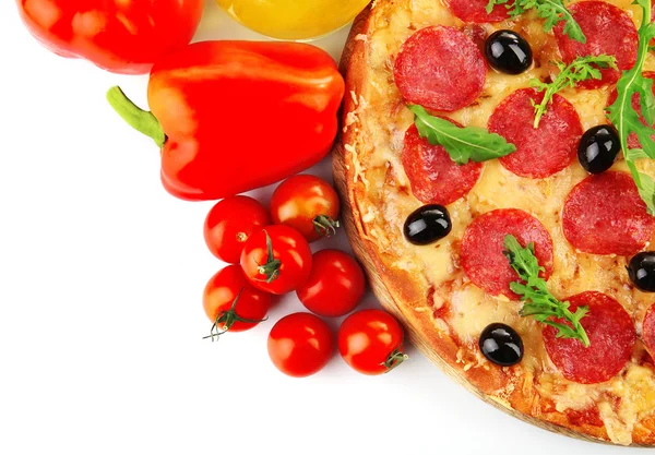 Pepperoni pizza with vegetables — Stock Photo, Image