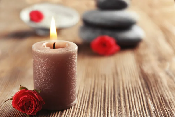 Beautiful composition of aroma candle — Stock Photo, Image