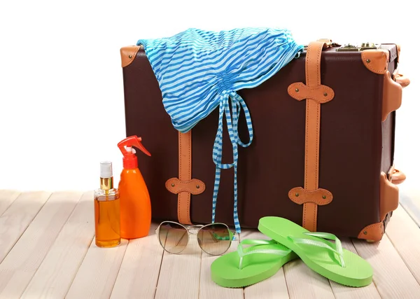 Valise with summer items — Stock Photo, Image