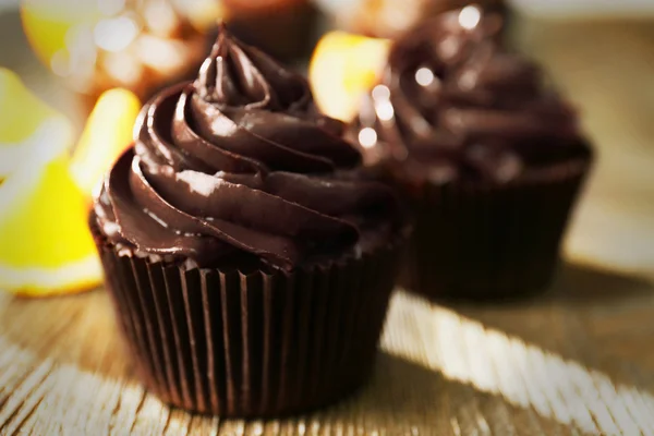 Tasty chocolate cupcakes — Stock Photo, Image