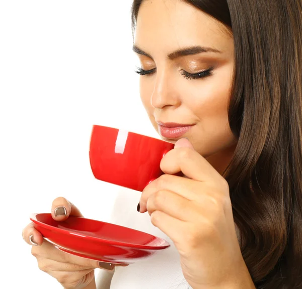 Bir fincan kahveli kadın. — Stok fotoğraf