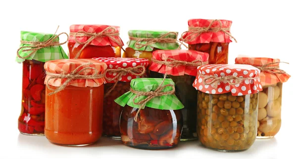 Set of  conserve vegetables in jars — Stock Photo, Image