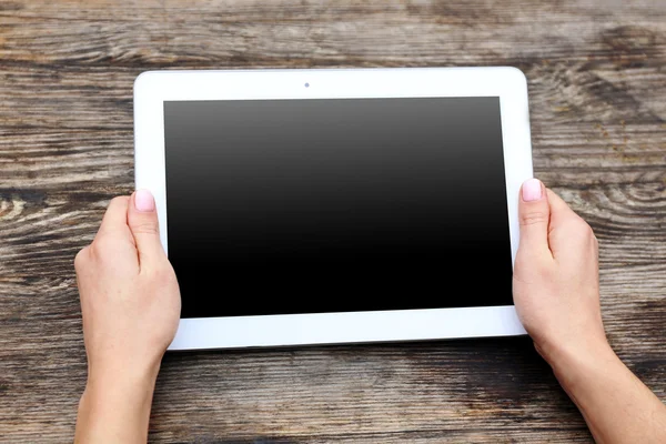 Woman working with tablet — Stock Photo, Image