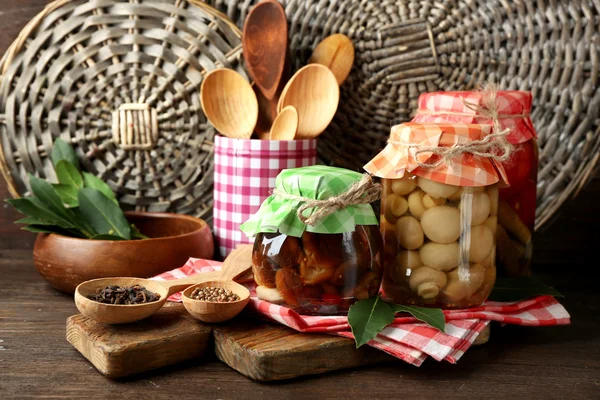 Set of  conserve vegetables in jars — Stock Photo, Image