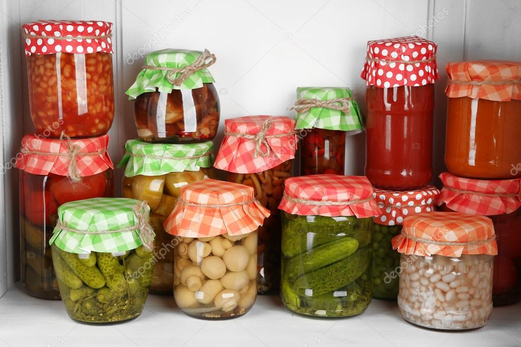 set of  conserve vegetables in jars