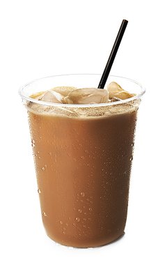 Buz kahve ile saman, üzerinde beyaz izole