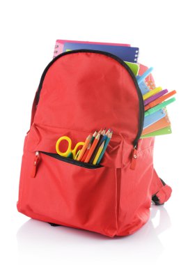 Kırmızı sırt çantası ile renkli sabit 