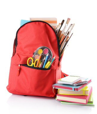 Kırmızı sırt çantası ile renkli sabit 