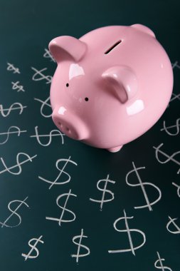Doları para birimi simgeleri ile Piggy banka