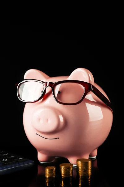 Sparschwein mit Brille — Stockfoto