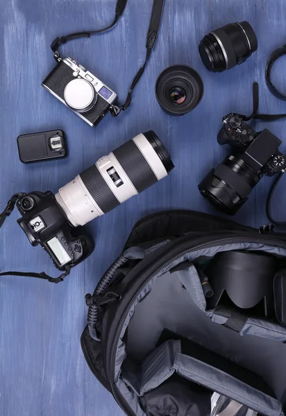 Photographer's equipment on floor — Stock Photo, Image