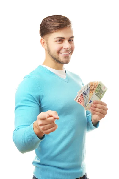 Muž držící peníze — Stock fotografie