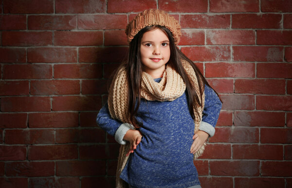 Portrait of little fashion kid girl