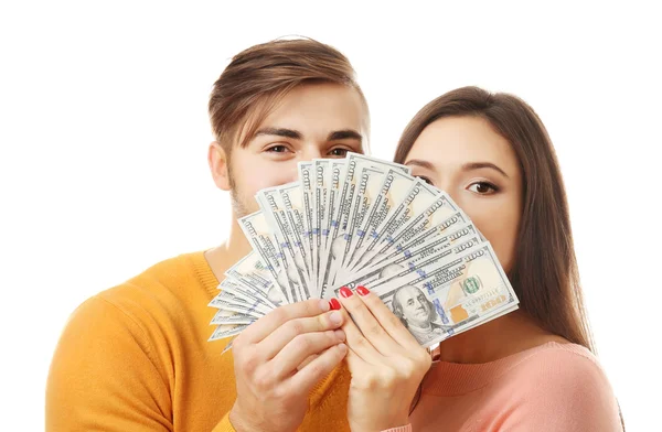 Par med pengar sedlar — Stockfoto