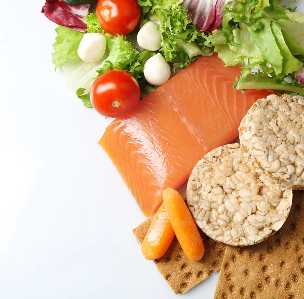 Cibi sani isolati su bianco. sano concetto di alimentazione . — Foto Stock