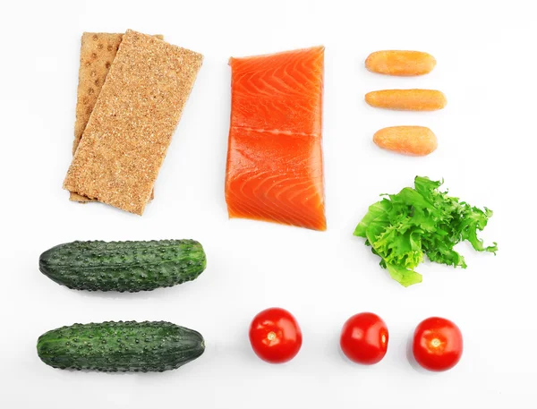 Zdravé potraviny izolovaných na bílém. zdravé stravování koncepce. — Stock fotografie