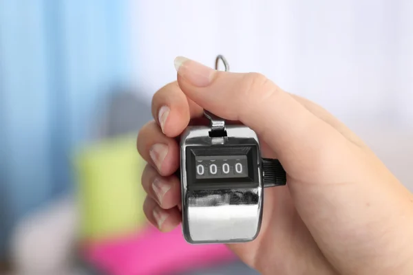 Chrome Stopwatch in hand — Stock Photo, Image