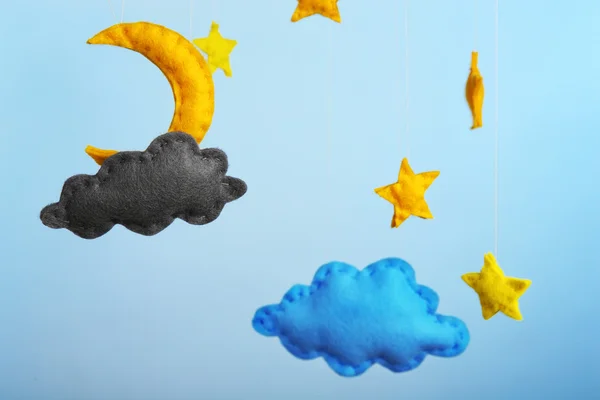 Fleece clouds with moon and stars — Stock Photo, Image