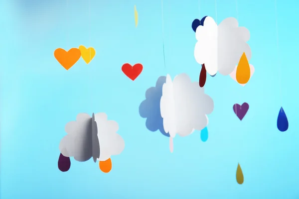 Paper clouds with drops — Stock Photo, Image