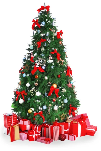 Vánoční strom jedle s dárky — Stock fotografie