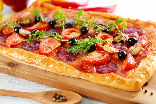 Rectangle delicious pizza — Stock Photo, Image