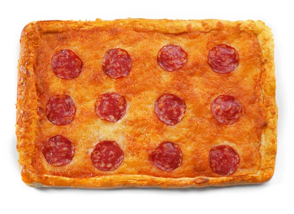 Pizza de salame retangular — Fotografia de Stock