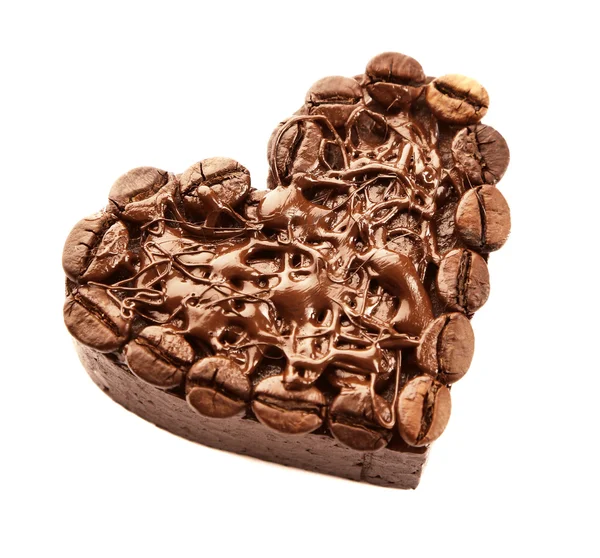 Chocolade hart, geïsoleerd op wit — Stockfoto