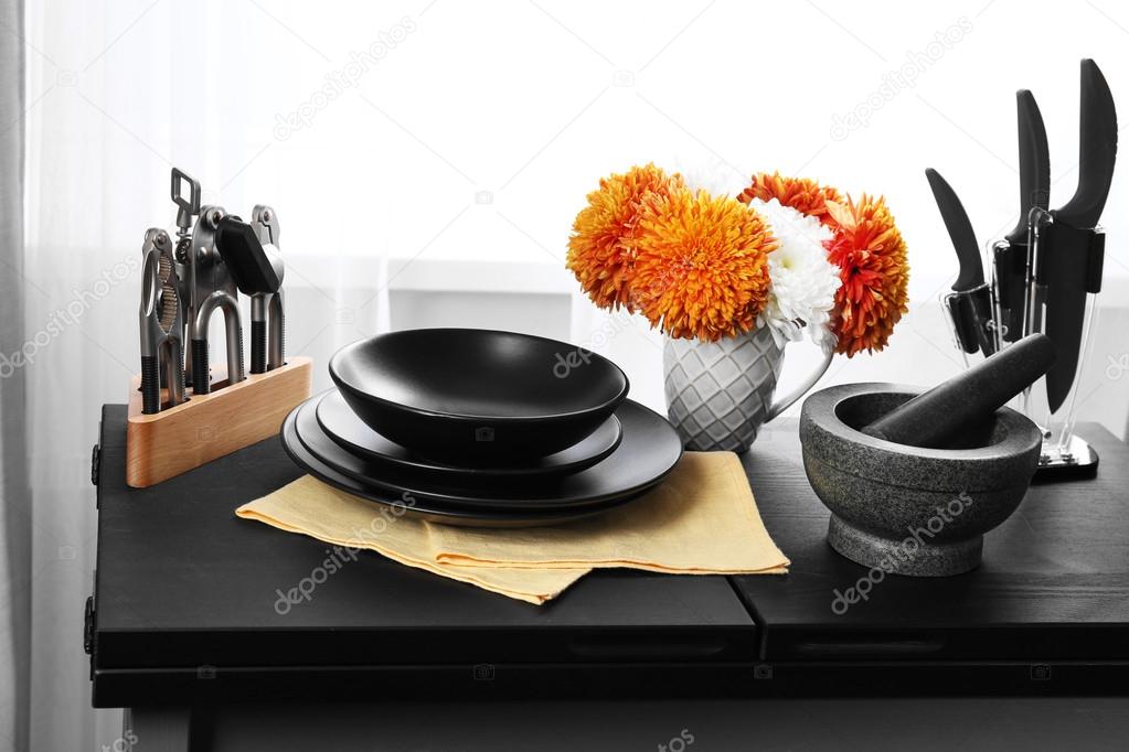 Kitchen equipment on the table