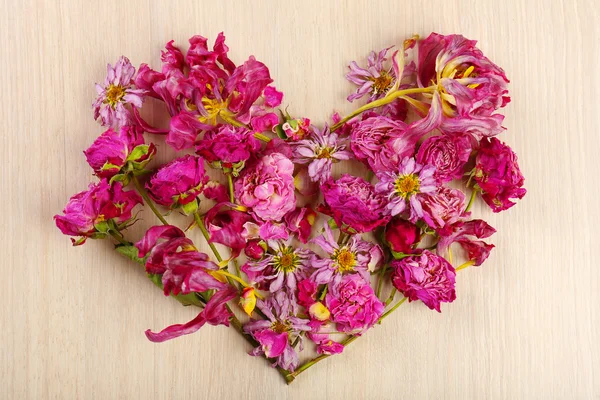 Dried flowers in shape of heart — Stock Photo, Image