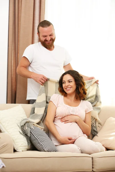 Man and his lovely pregnant woman — Stock Photo, Image