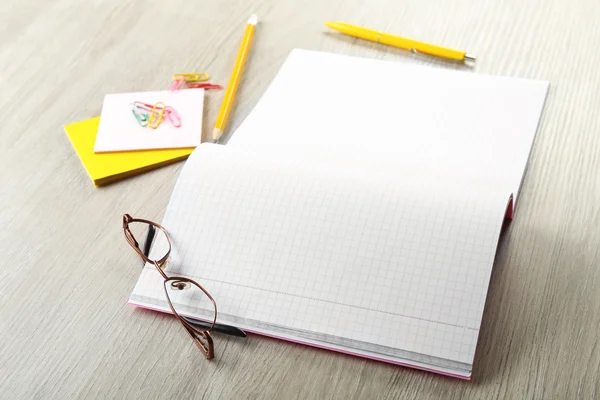 Opened checked notebook — Stock Photo, Image