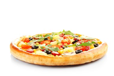 Beyaz izole lezzetli pizza