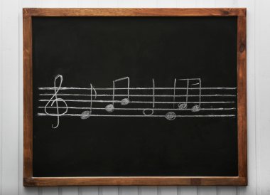 Müzik notaları ile bir yazı tahtası