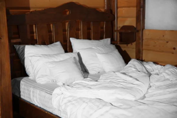 Detay ahşap yatak odası — Stok fotoğraf