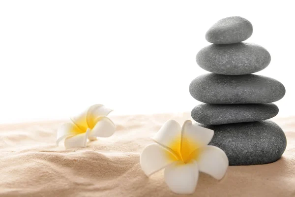 Few spa stones with plumeria — Stock Photo, Image