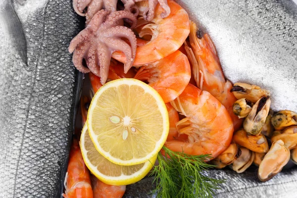 Mediterranean fish cocktail background, close up — Stok Foto