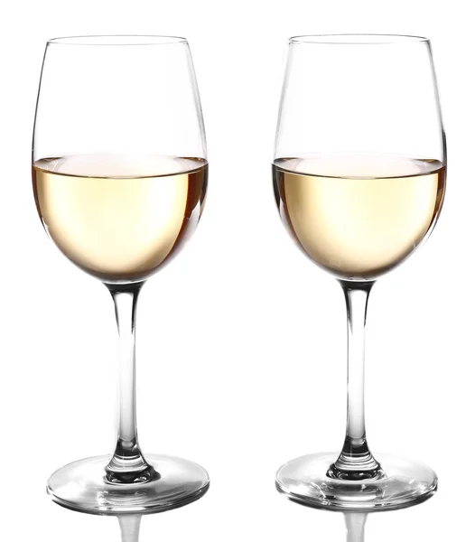 Two  glasses of wine on light background — Stock Photo, Image