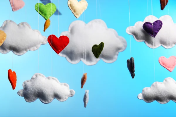Fleece clouds and hearts — Stock Photo, Image