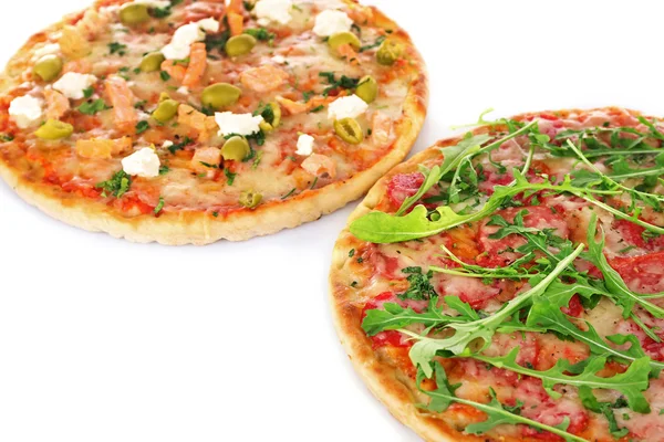 Two delicious tasty pizzas, closeup — Stock Photo, Image