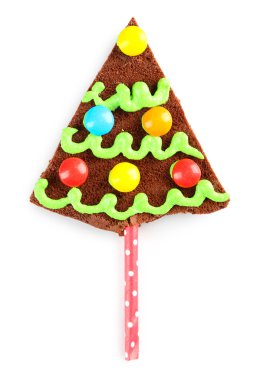 Beyaz izole lezzetli renkli Noel kurabiyesi