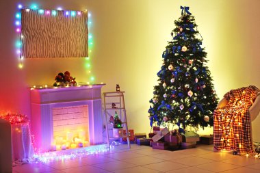 Süslü Noel odası